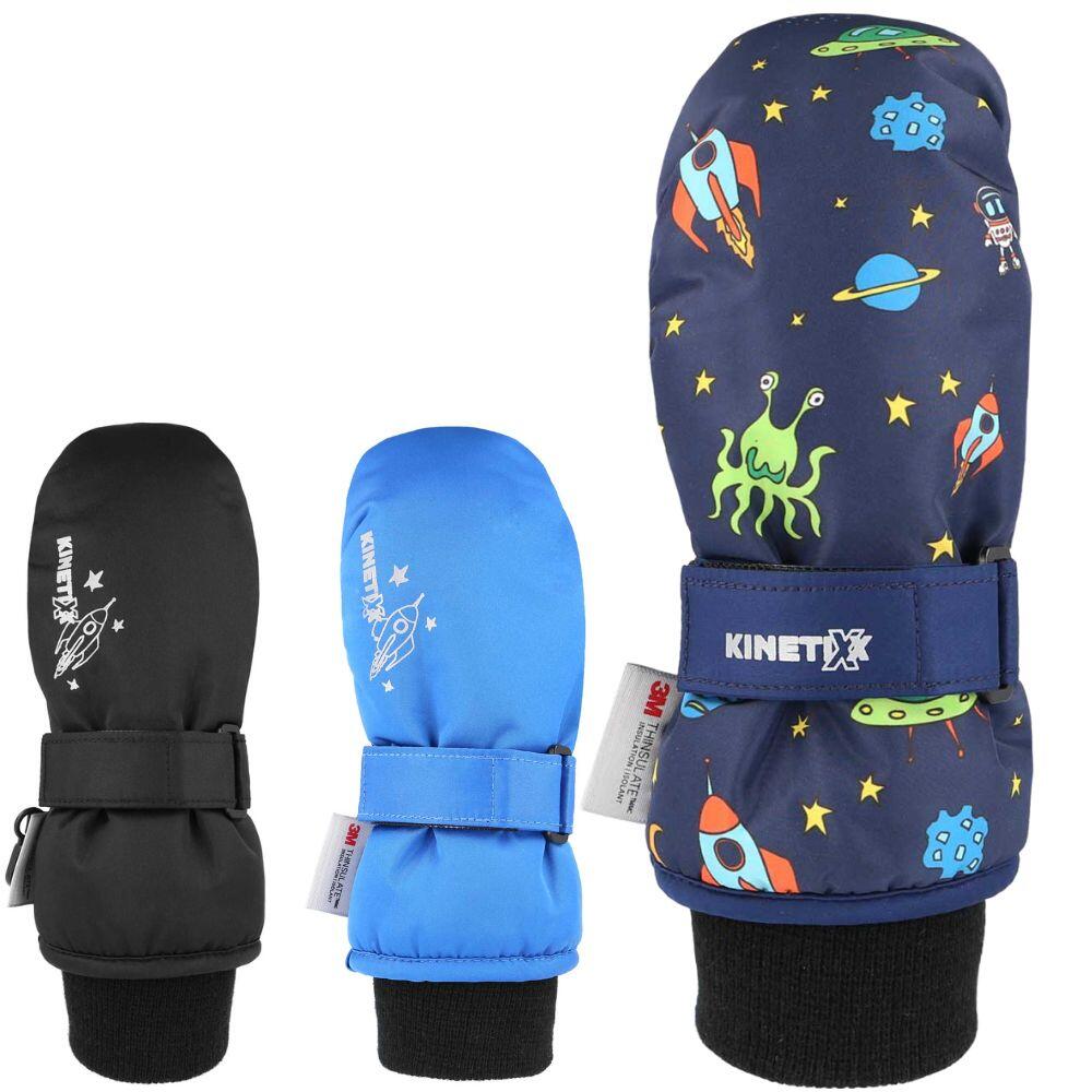 KINETIXX Warme Winterhandschuhe für Kids I schwarz mit Raketen I KinetiXx