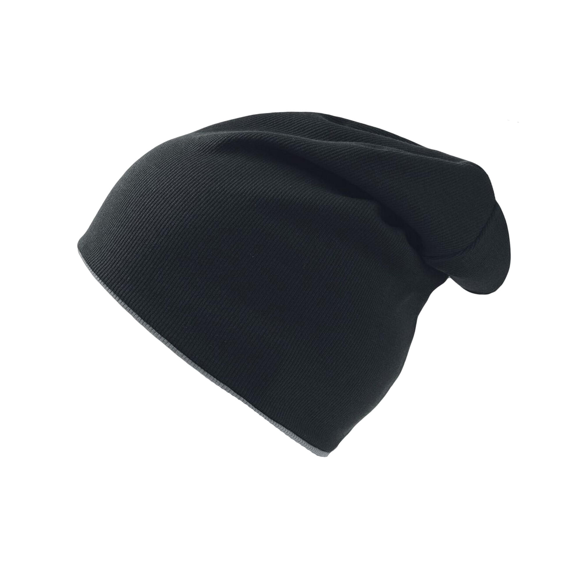 ATLANTIS Extreme Reversible Jersey Slouch Beanie (Black/Grey)