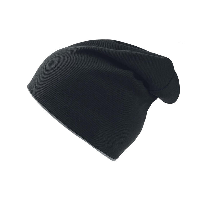 Extreme Reversible Jersey Slouch Beanie (Black/Grey)