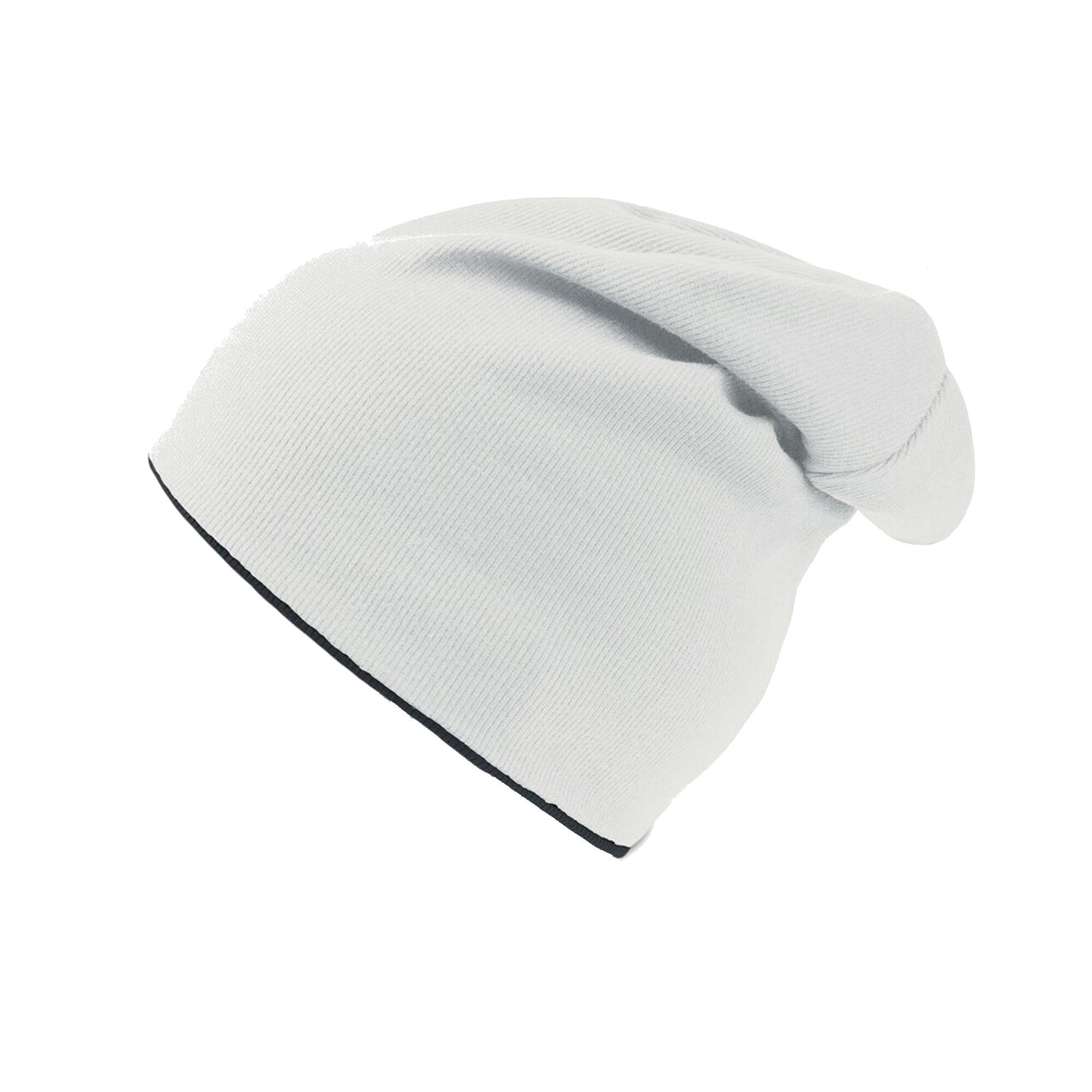Extreme Reversible Jersey Slouch Beanie (White/Black) 1/4