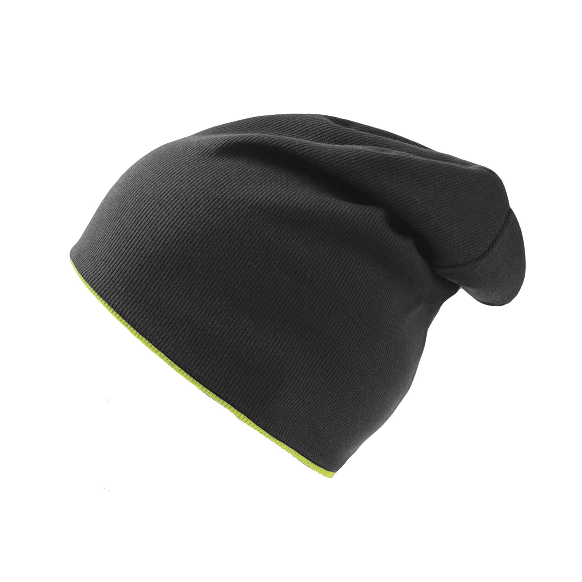 Extreme Reversible Jersey Slouch Beanie (Black/Safety Green) 1/4