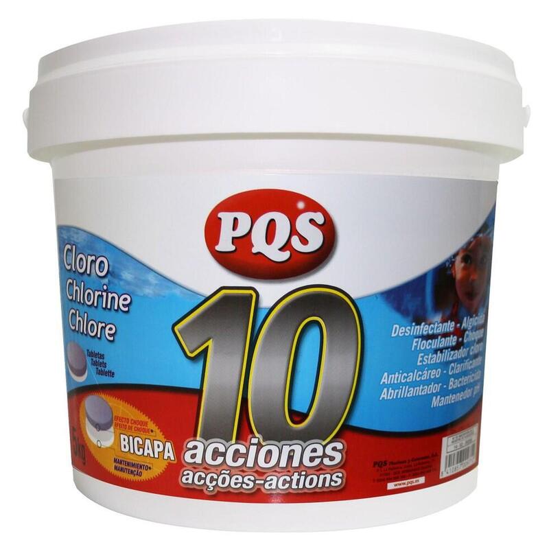 Cloro para Piscinas 10 Acciones Bicapa PQS  5 Kg Tabletas de 250gr