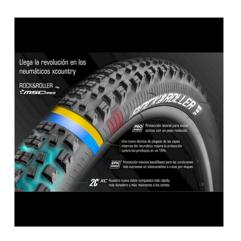 Cubierta Tubeless Ready Aro Plegable 29x2,20/56-622 TPI 60 MSC Rock&Roller