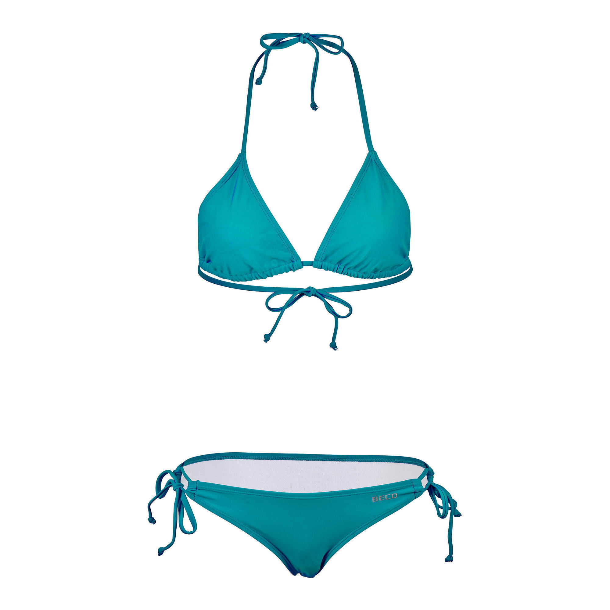 Beco bikini petrol - slip cu șnururi laterale, sutien triunghi