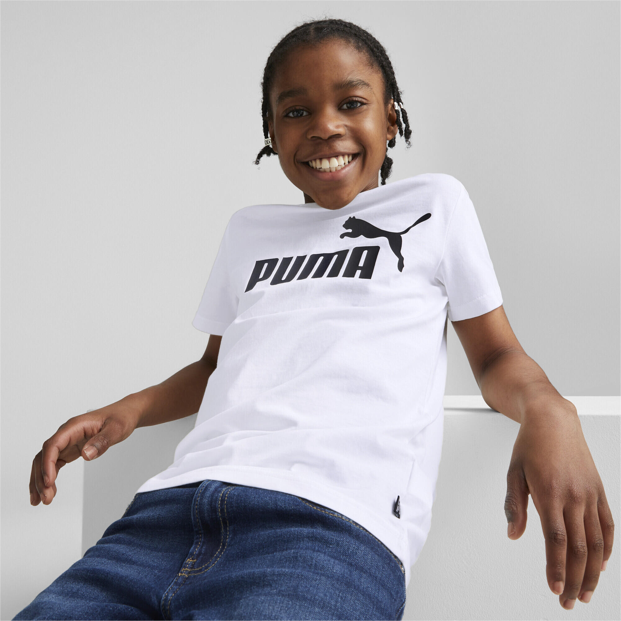 T-shirt con logo Essentials per ragazzi PUMA White 2/7