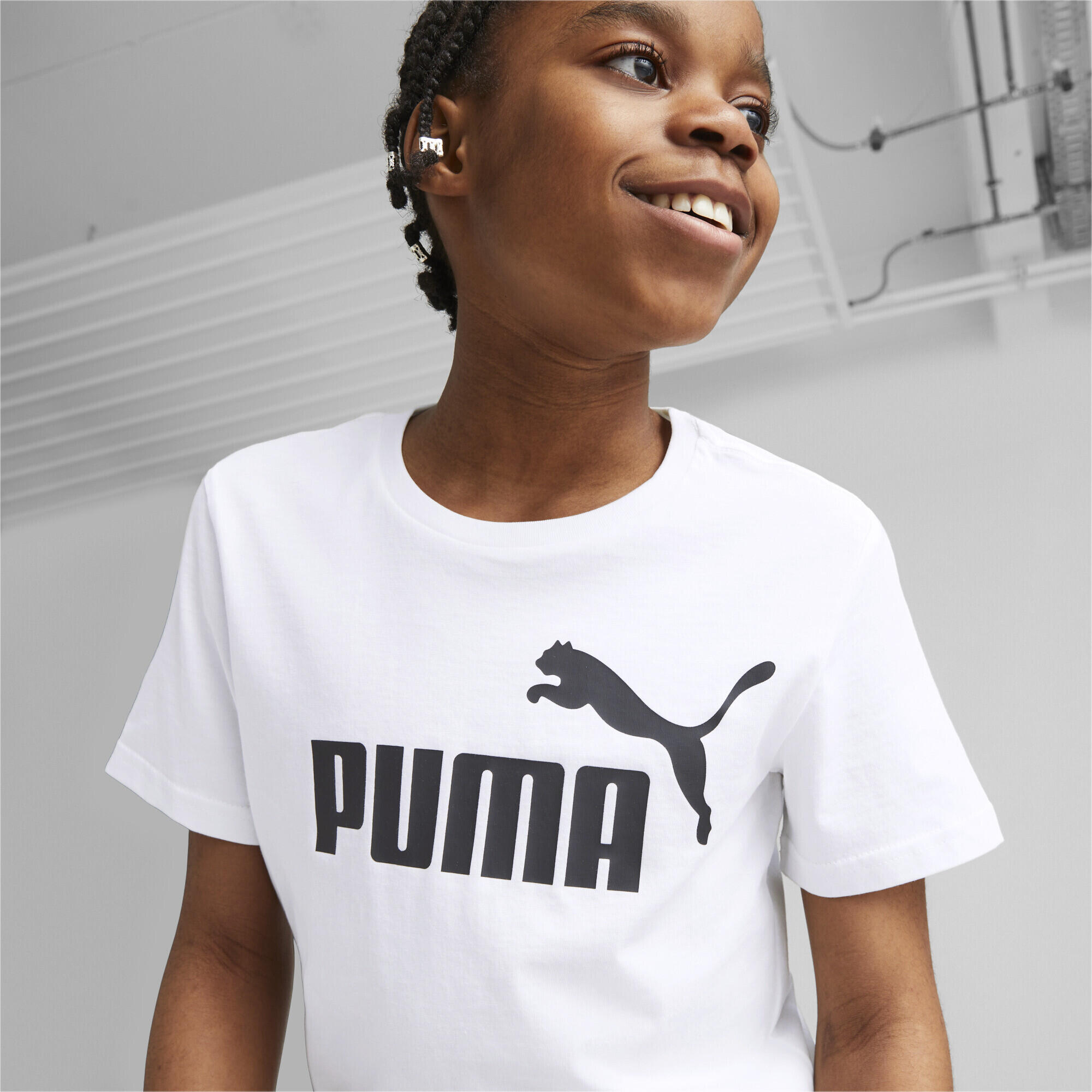 T-shirt con logo Essentials per ragazzi PUMA White 3/7