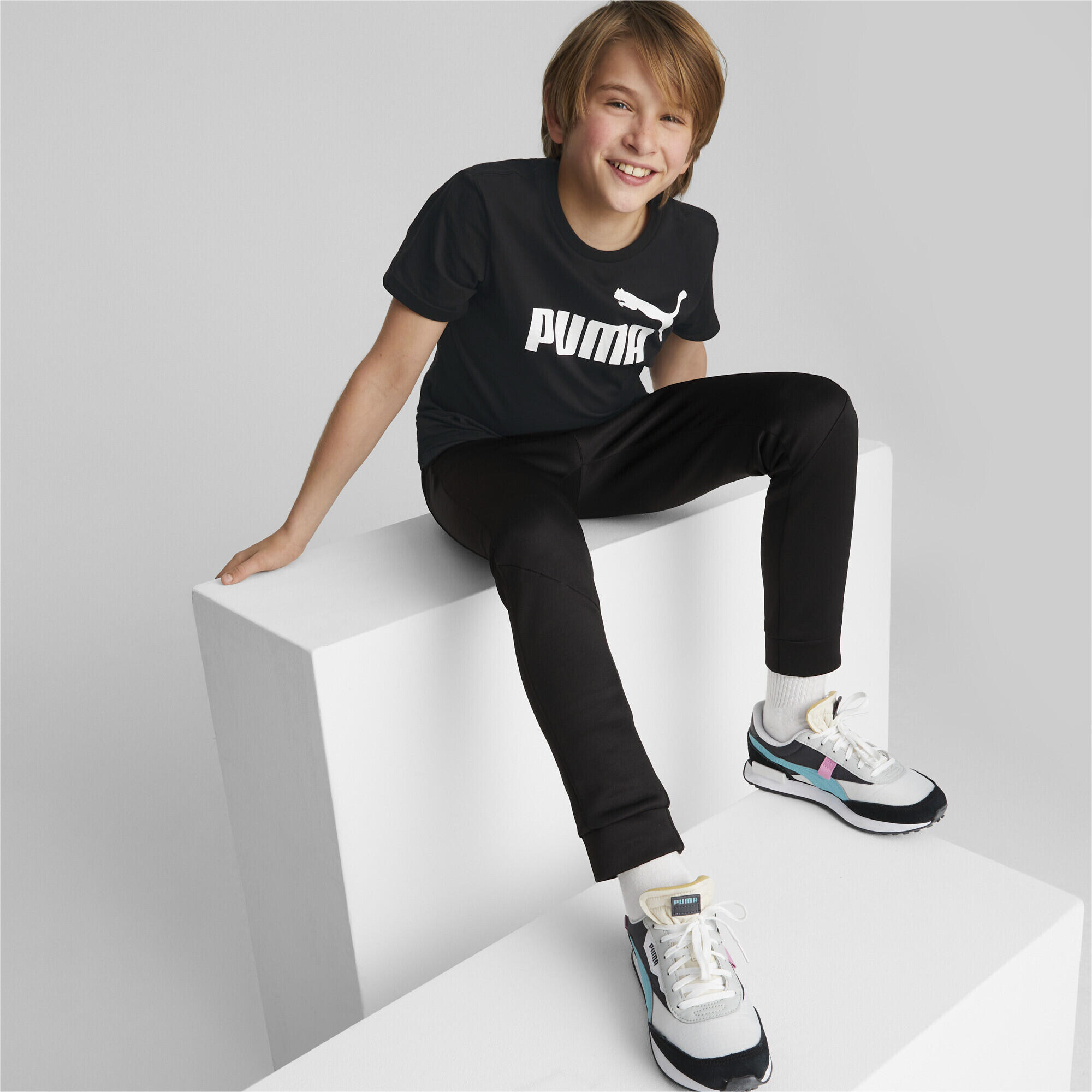 T-shirt con logo Essentials per ragazzi PUMA Black 3/7