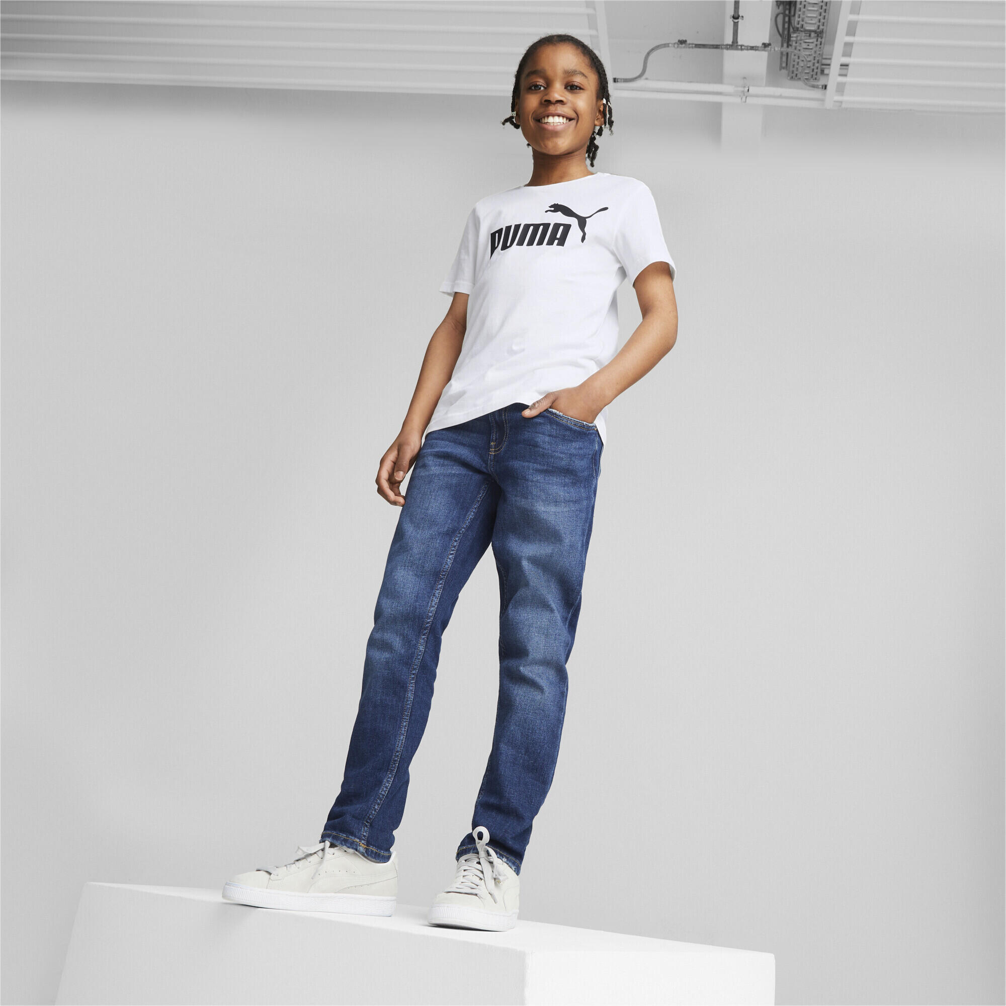 T-shirt con logo Essentials per ragazzi PUMA White 4/7