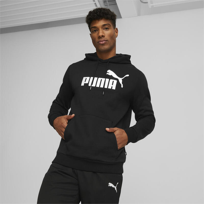 Felpa con cappuccio Essentials Big Logo da uomo PUMA Black