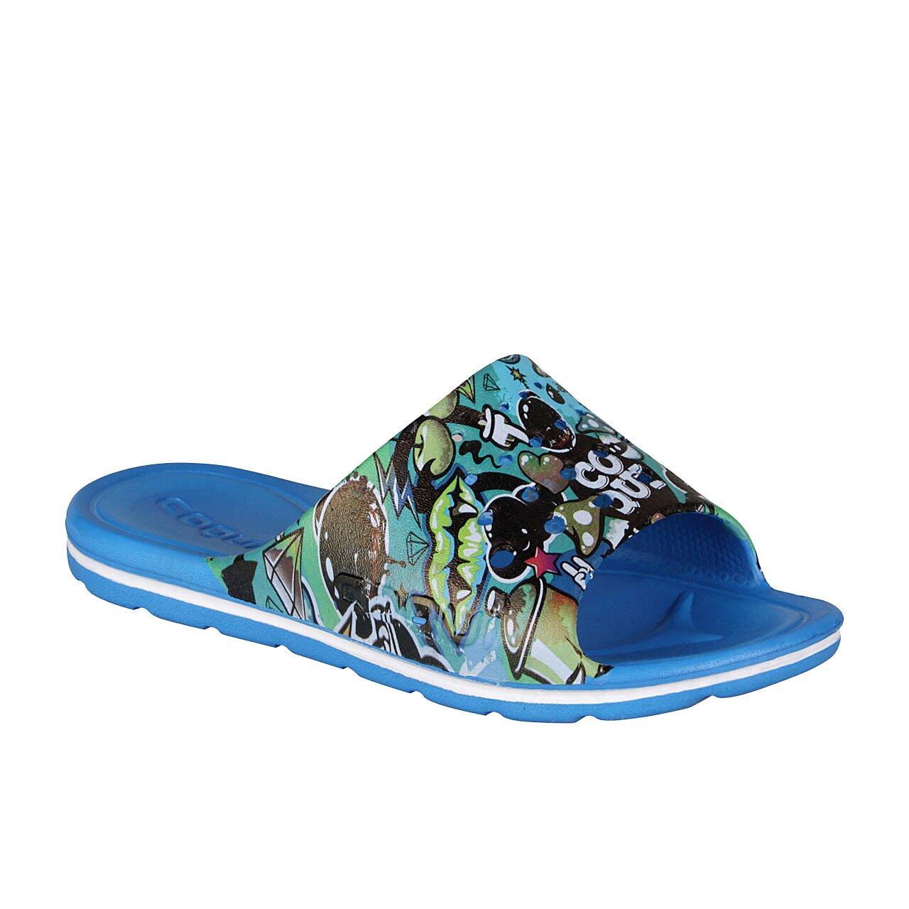 Coqui - Chaussons Garçon Coqui Long Printed Turquoise Caraïbe 30/31 - Tongs - Bleu|multicolore|vert - 30,5 Cm - Decathlon
