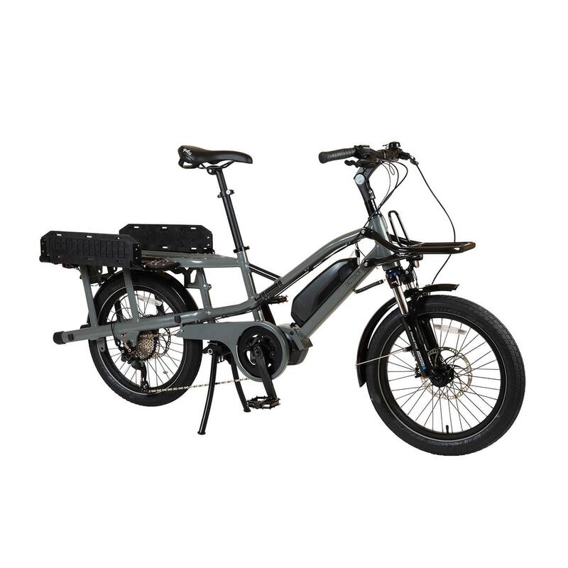 Bicicletta da carico elettrica Yuba Fastrack Grey con portapacchi trasformista