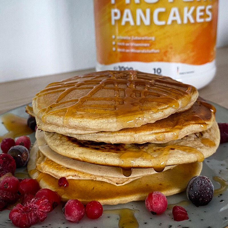 Protein Pancakes, fertige Mischung, nur mit Milch mixen und in die Pfanne geben