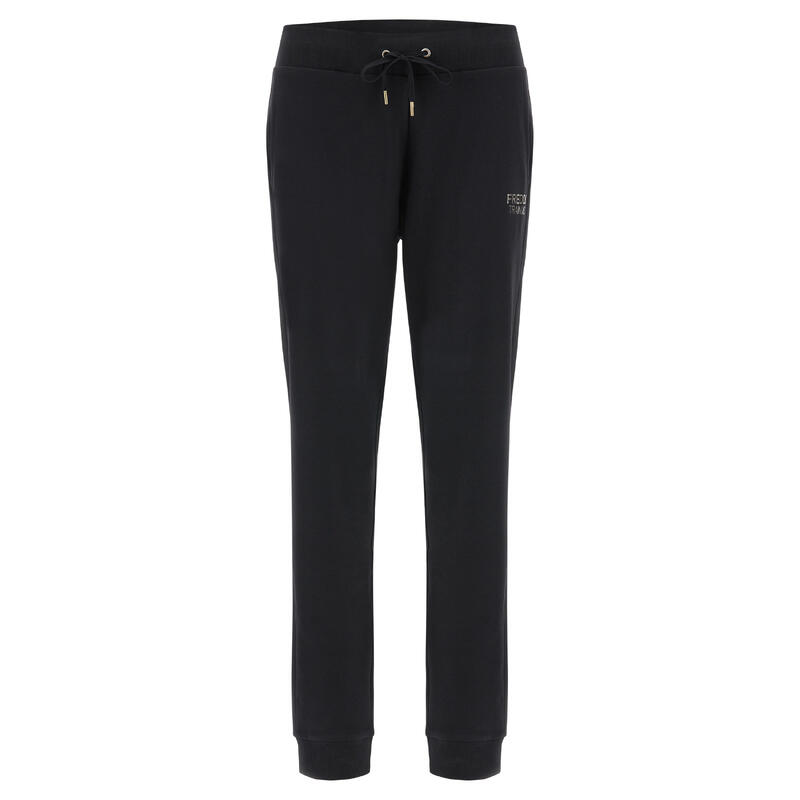 Pantaloni sportivi 7/8 interlock con piccola stampa oro chiaro