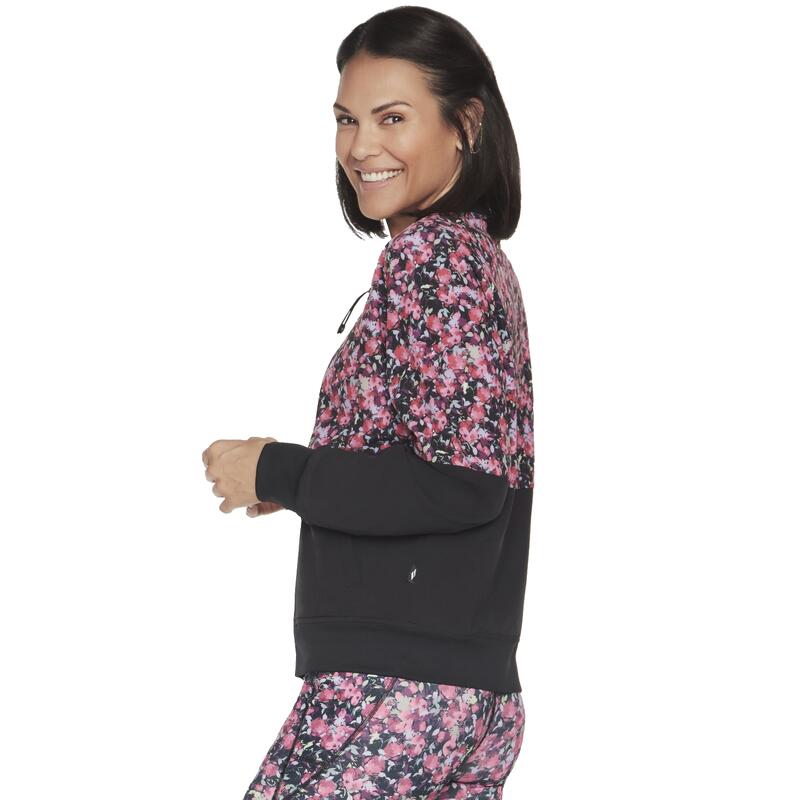 Női pulóver, Skechers Fantasy Fields Reversible Bomber Jacket, rózsaszín