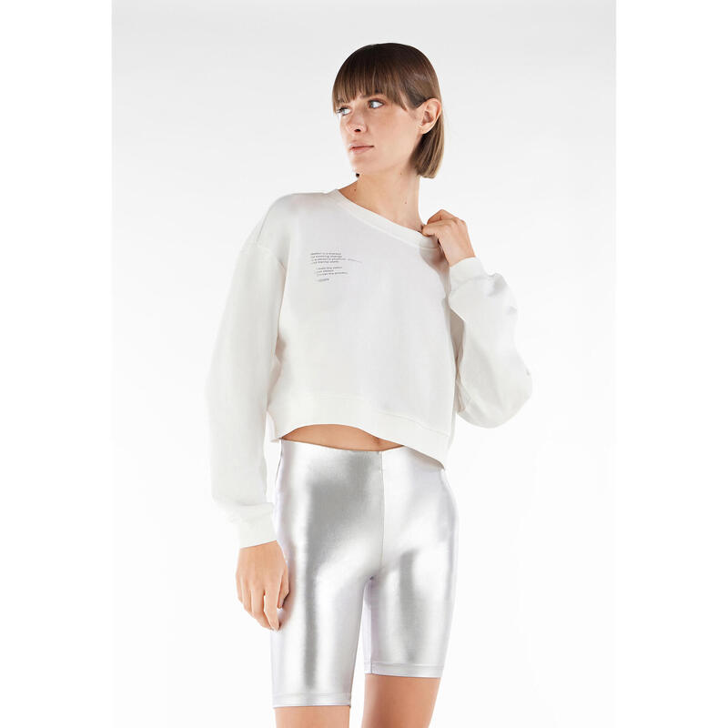 Felpa comfort cropped leggera con stampa lettering