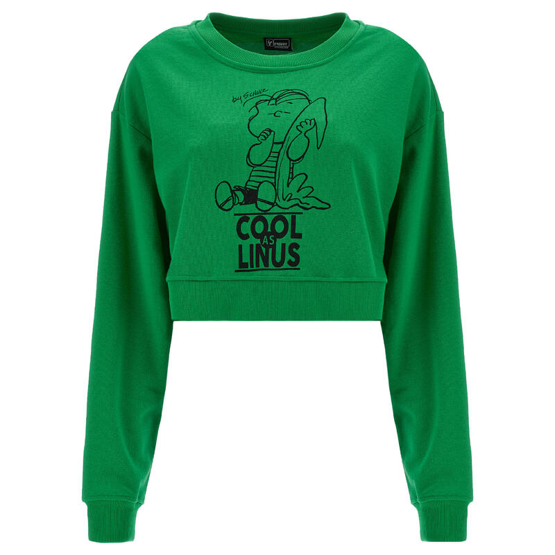 Felpa cropped comfort leggera con maxi stampa Peanuts