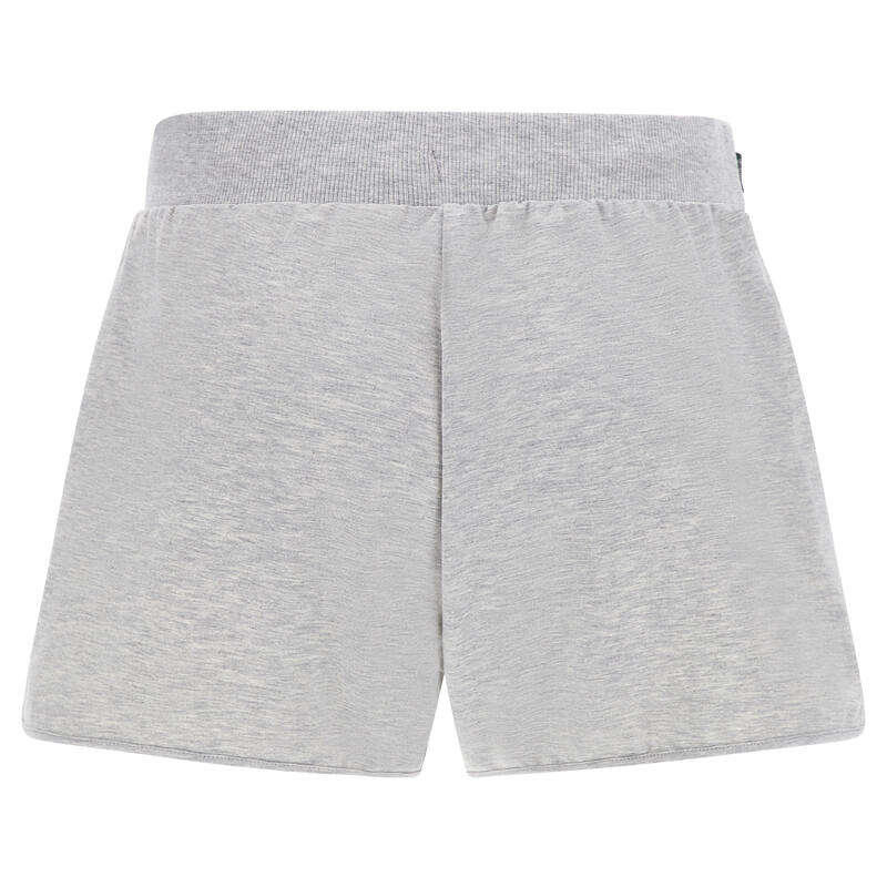 Shorts in jersey mélange con tasche e fondo stondato