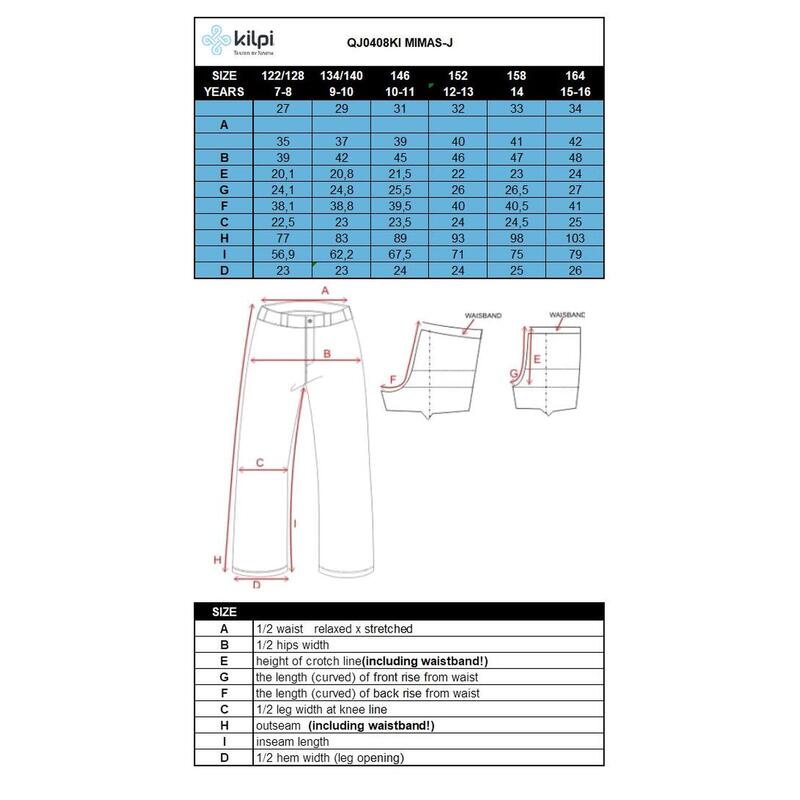 Pantaloni Ski/Snowboard KILPI Mimas, Negru, Copii
