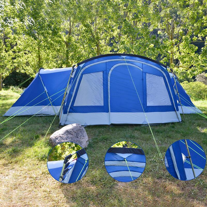 Tenda da campeggio familiare cupola - Nimbus 12 persone - 3xCabine - Zanzariera