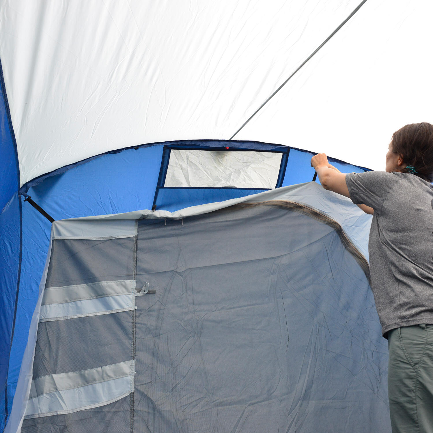 Tente Familiale Skandika Nimbus 12 – 12 Personnes, 630x760 Cm, 3 Chambres, Paroi Avant Modulable, 5000 Mm – Grande Famille Ou Groupe