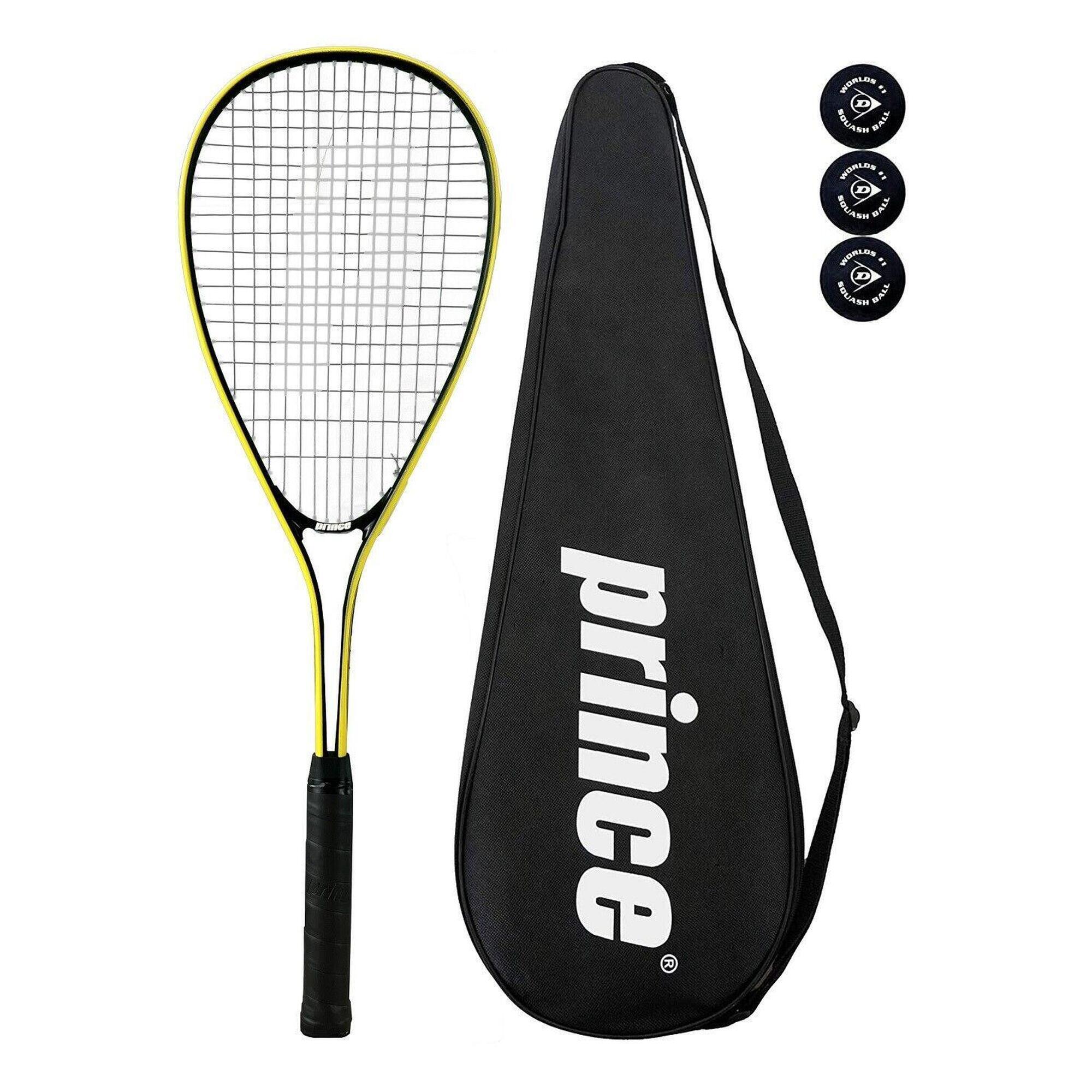 Prince Power Ti Squash Racket, Inc Protective Cover & 3 Squash Ball 1/1