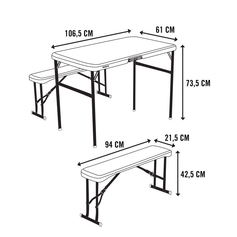 Mesa dobrável com bancos super resistentes Lifetime 106x61x74 cm uv100