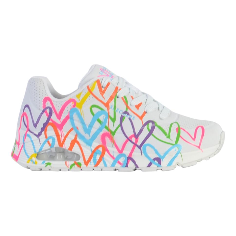 Damskie obuwie sportowe Skechers Uno Highlight Love białe