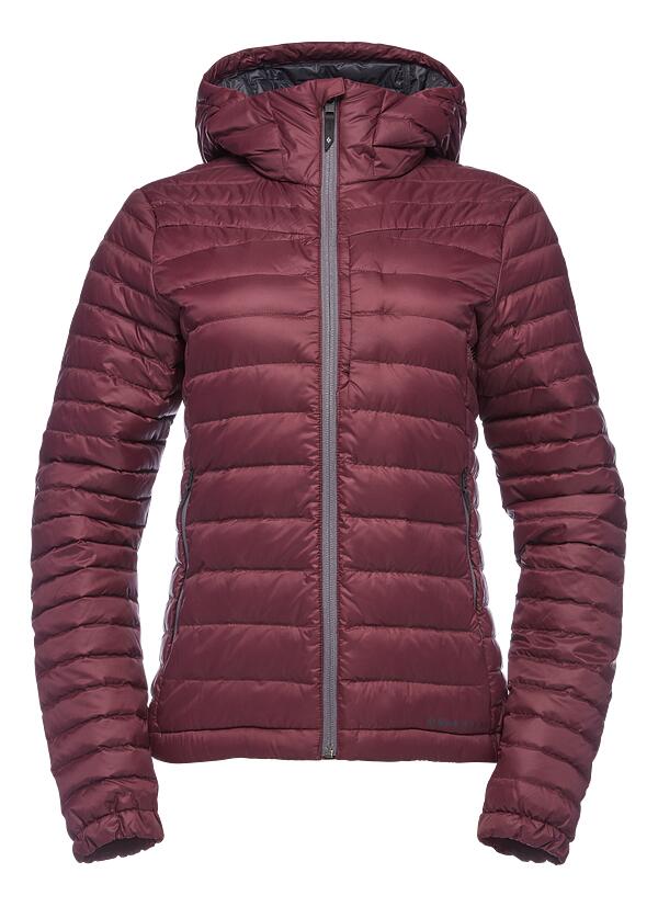 Veste femme Black Diamond duvet bordeaux coupe ajustée XS capuche intégrée 4/5