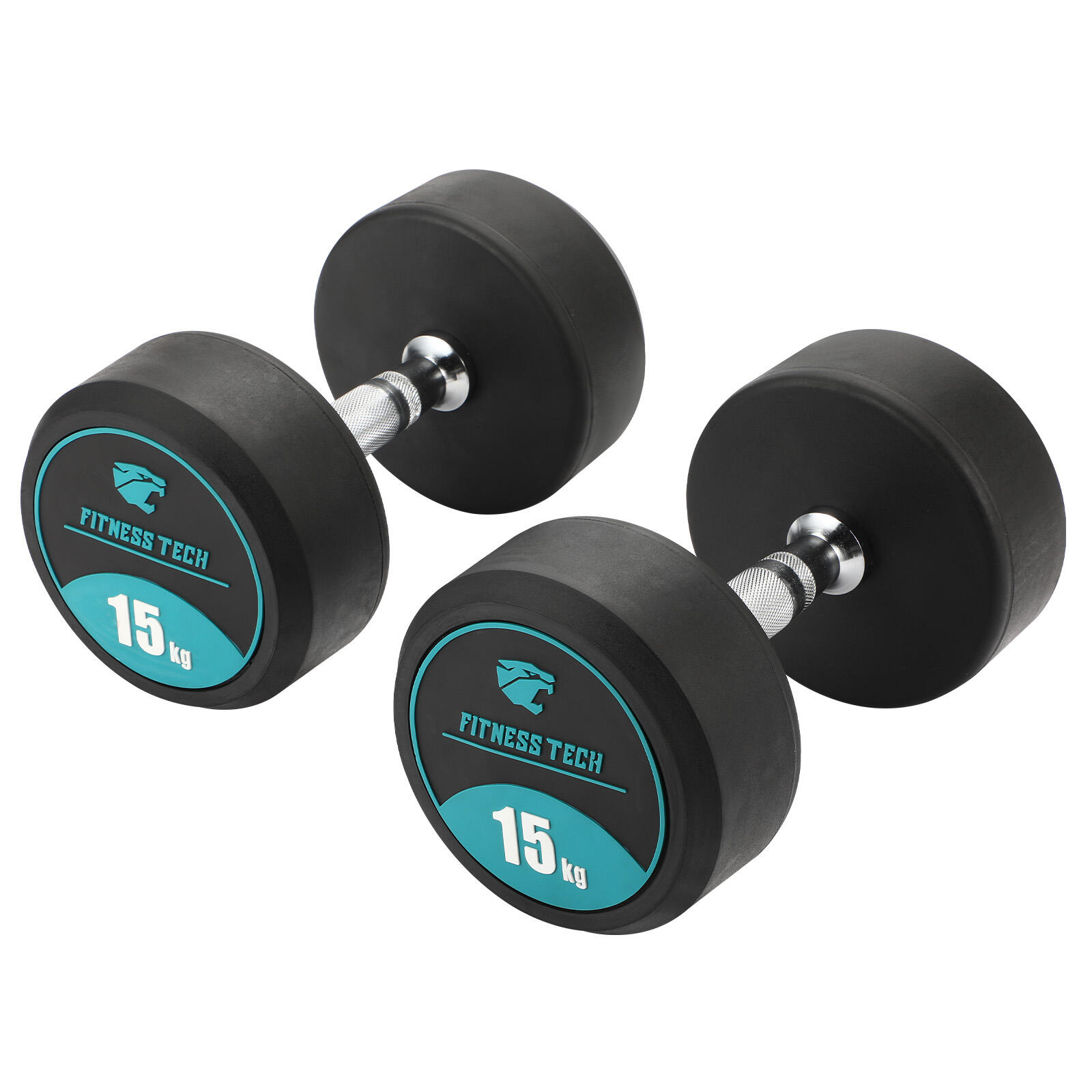 Halteres Redondos de Musculação 15kg Fitness Tech - Conjunto com 2 Unidades