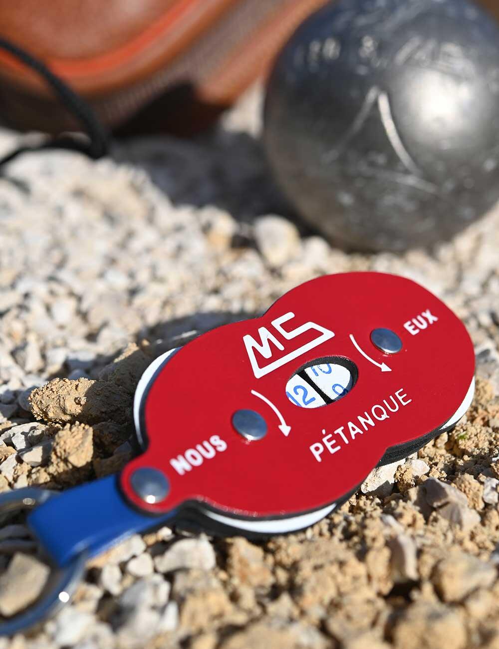 Marqueur de score pétanque format poche - MS Pétanque bleu et rouge 2/4