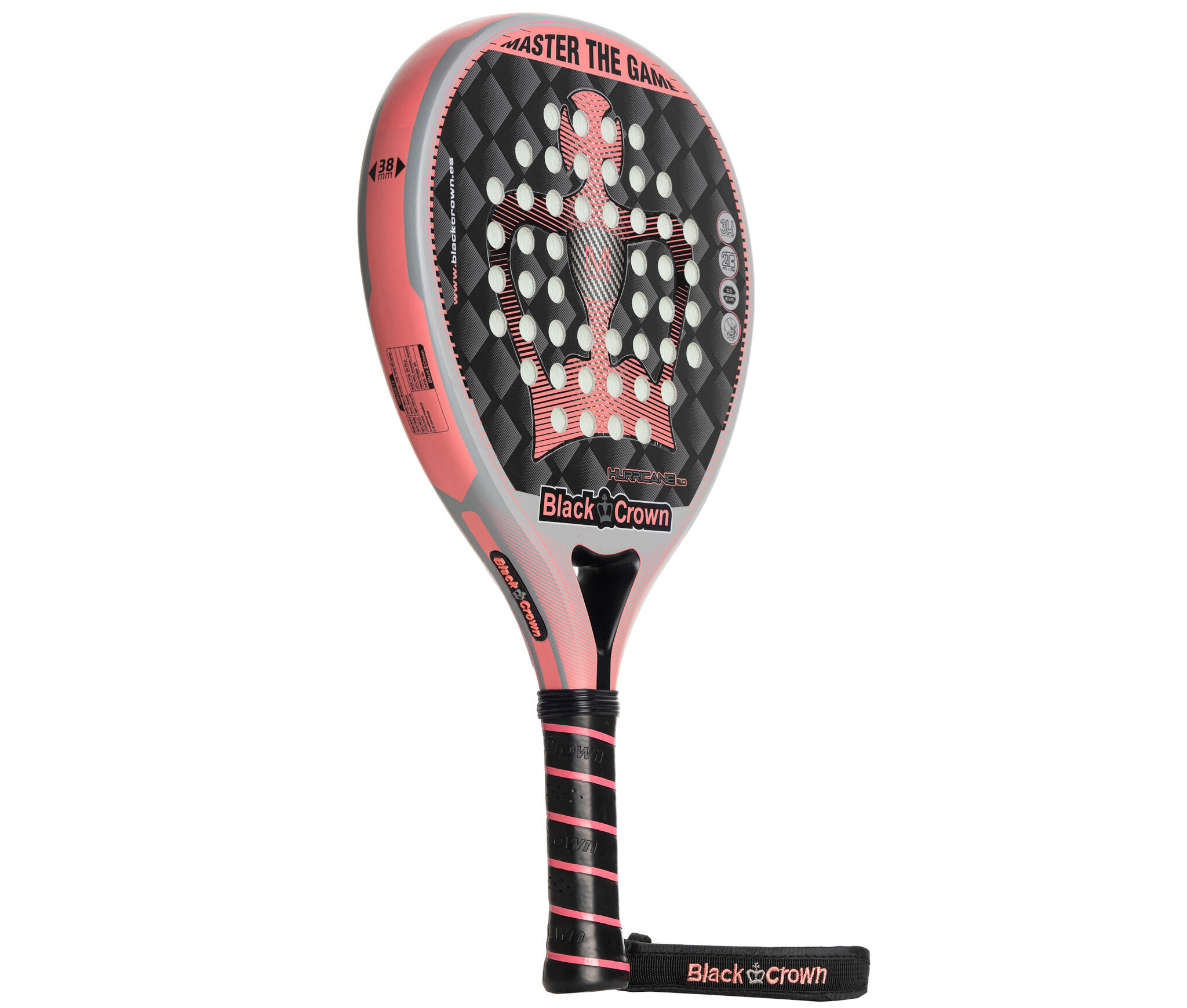 Raquete de padel Furacão Black Crown Hurricane 2.0 adulto cinzento-coral 2/3