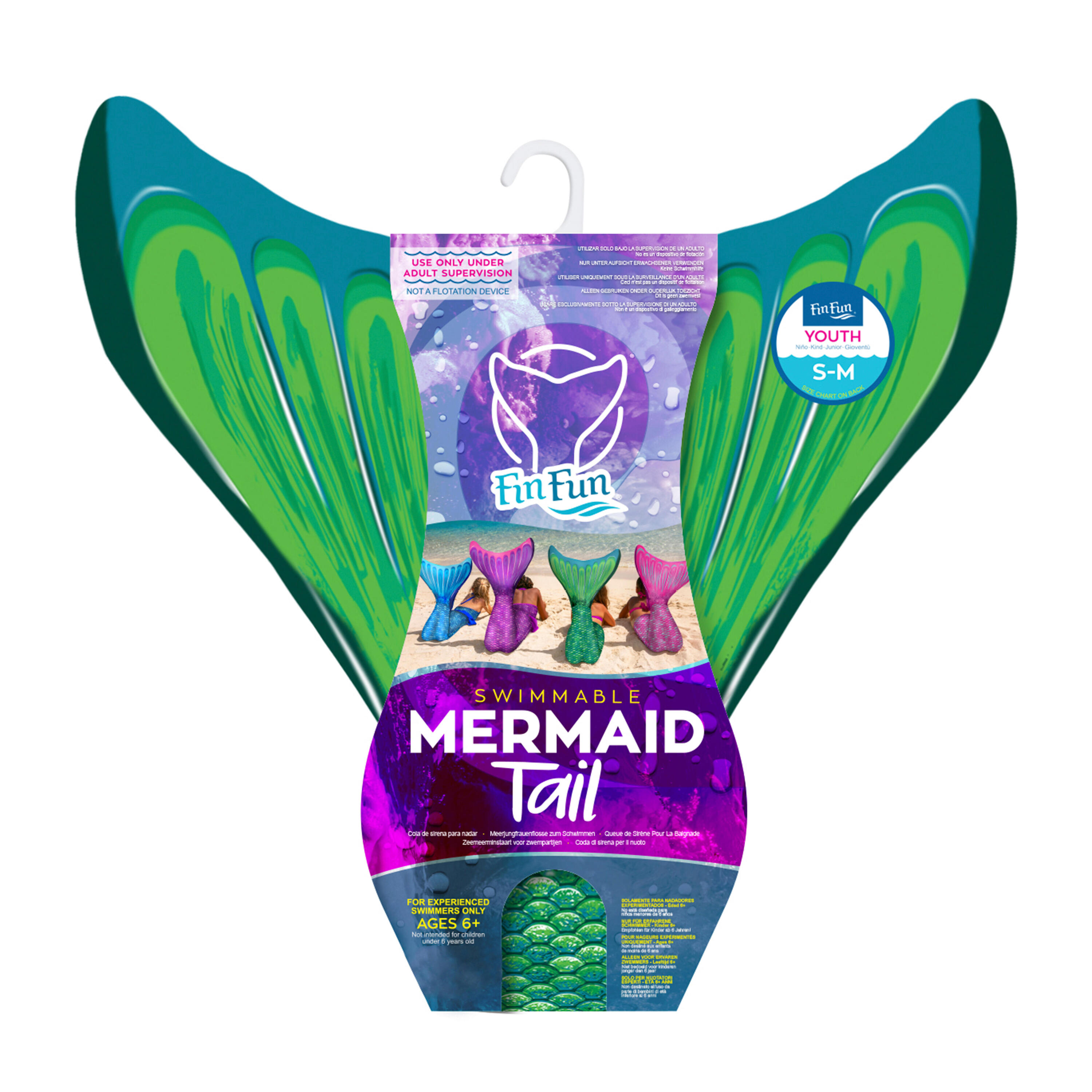 Meerjungfrauenflosse Mermaidens Grün für Kinder S/M (116-140