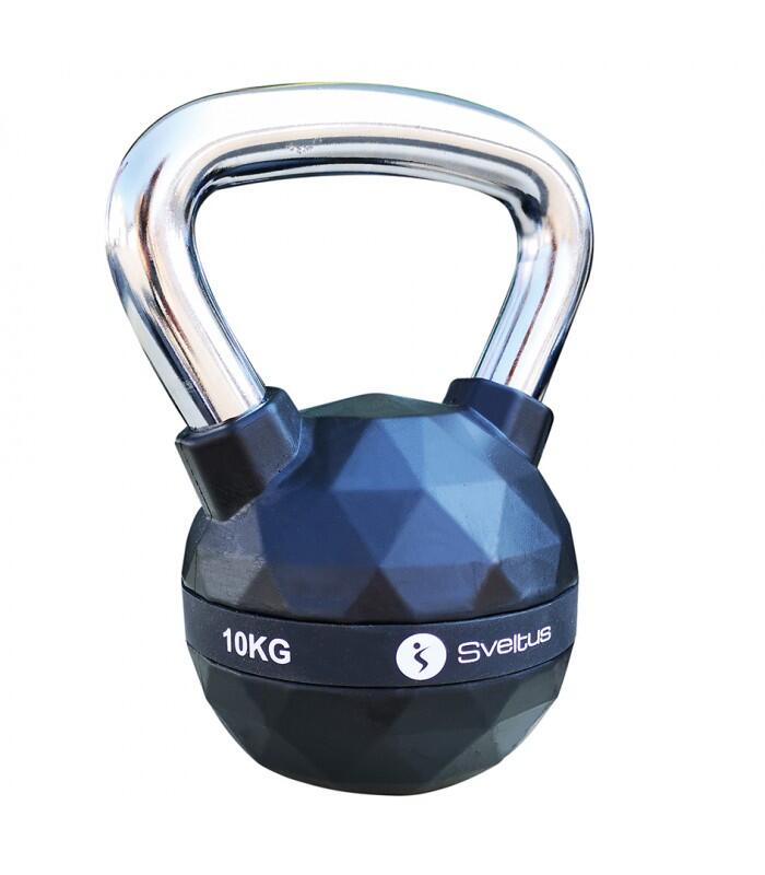 SVELTUS Diamond Kettlebell 10kg Black with Steel Handle