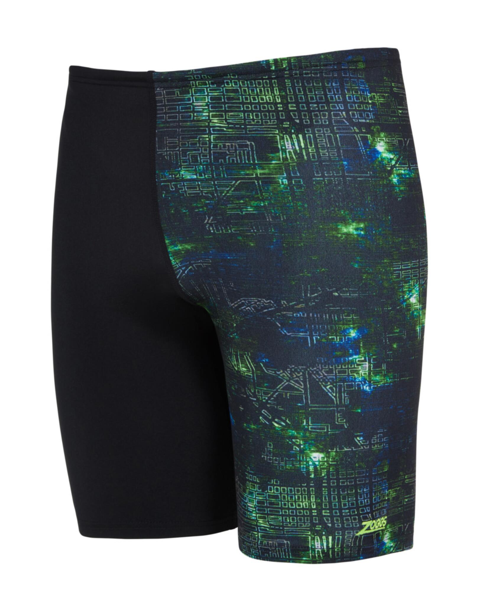 Zoggs Urban Galaxy Print Mid Jammer - Black/Green 3/5