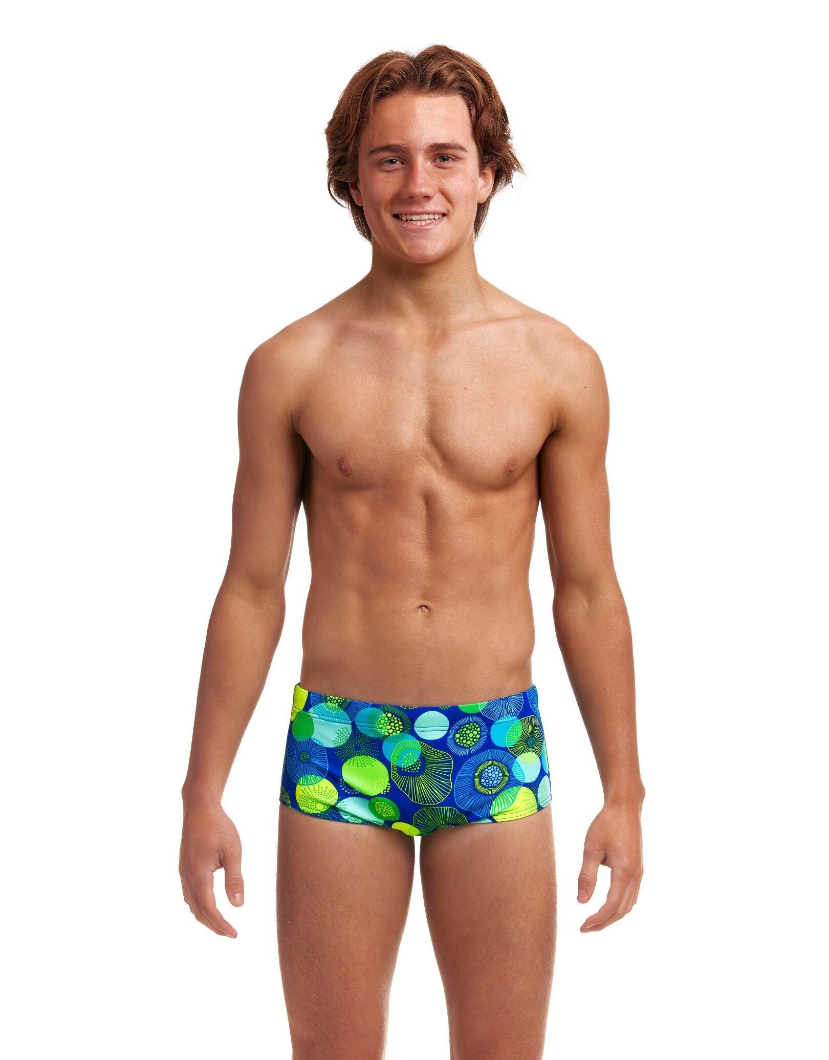 Funky Trunks Boys Blue Bottle Swim Trunks 1/5