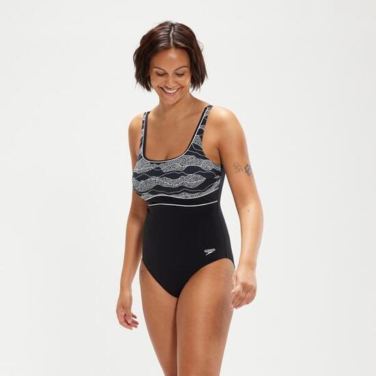Maillot Speedo Contour Eclipse Shaping imprimé - Noir/Blanc - Taille 38