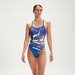 Maillot de bain Speedo Placement Digital Turnback - Bleu - Taille 28