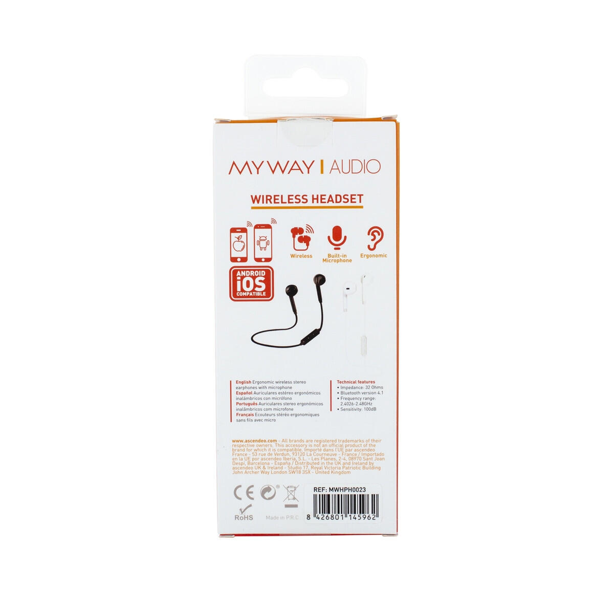 Myway auriculares estéreo Bluetooth blanco 4/4