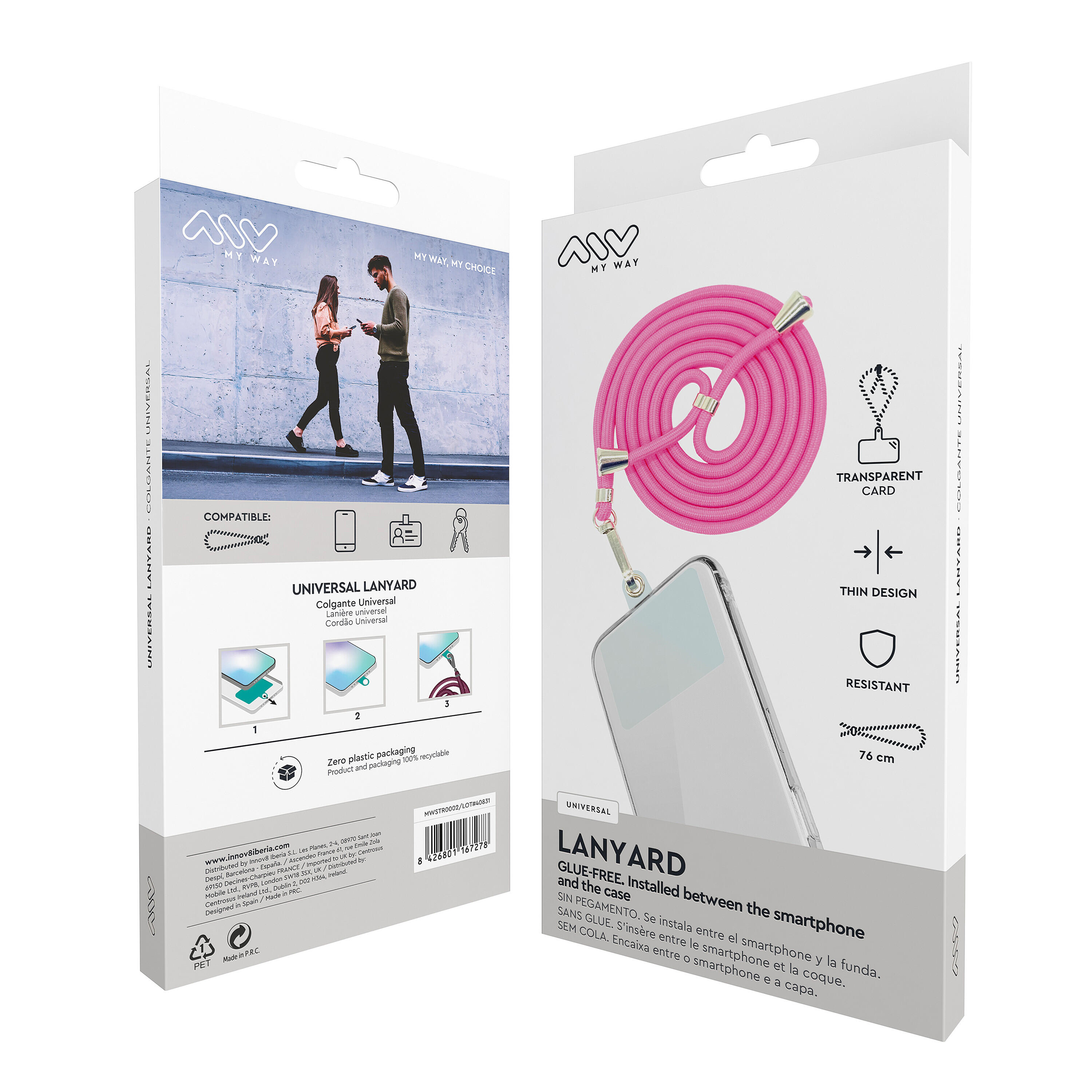 colgante universal myway cordón rosa 3/5