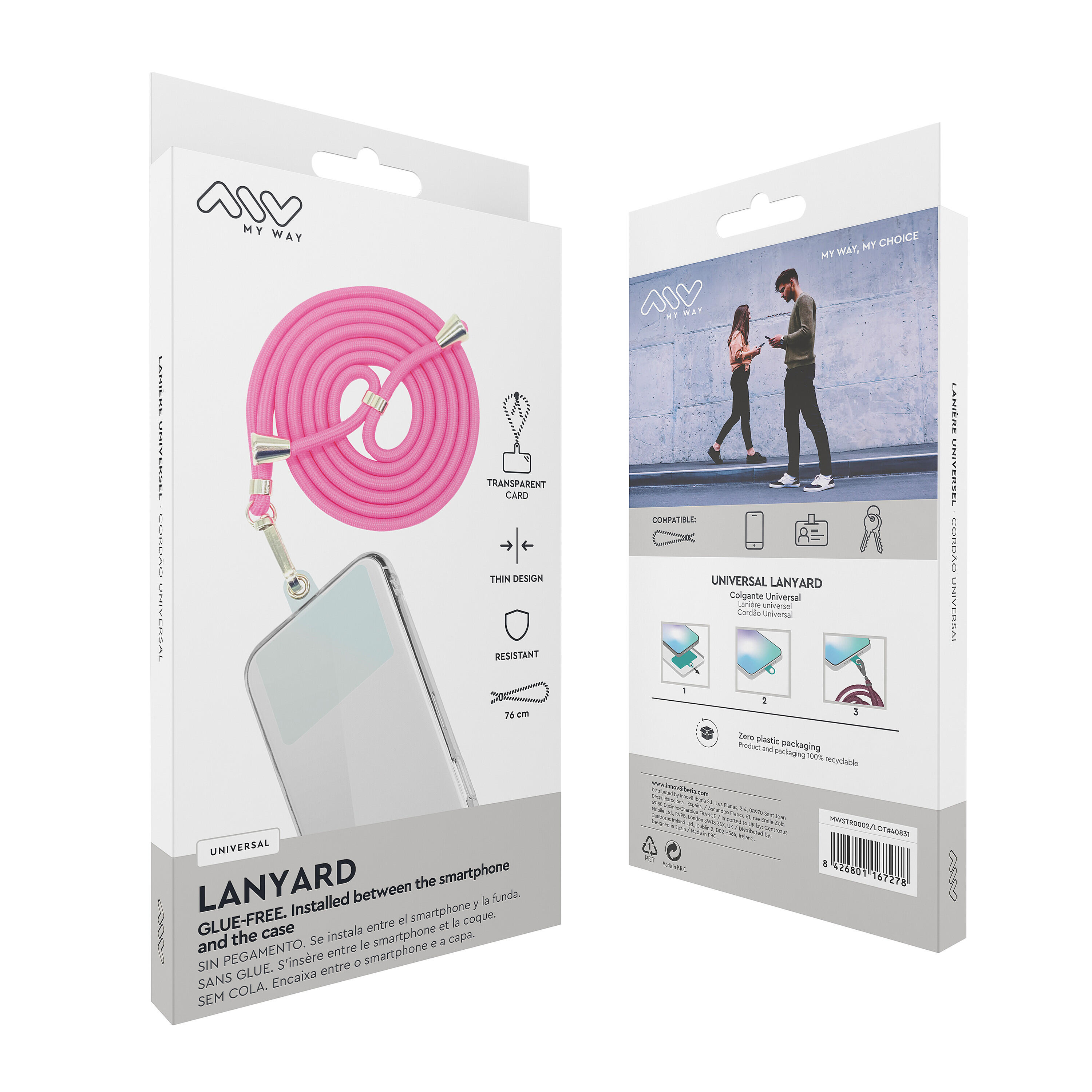 colgante universal myway cordón rosa 4/5