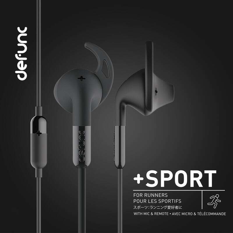 DeFunc + SPORT auriculares con cable jack 3,5 mm negros