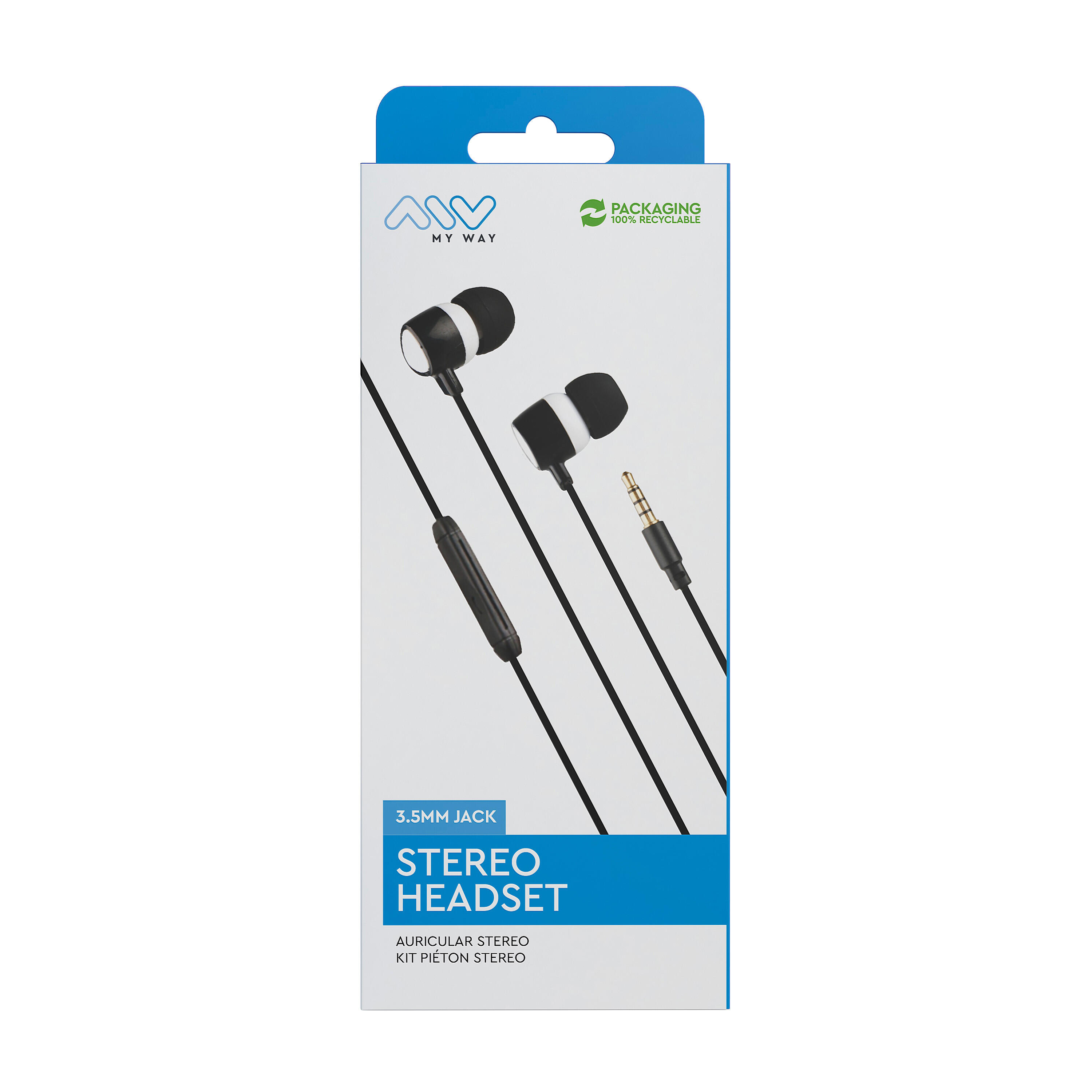 Myway auriculares estéreo 3.5mm con micrófono blanco/negro 6/6