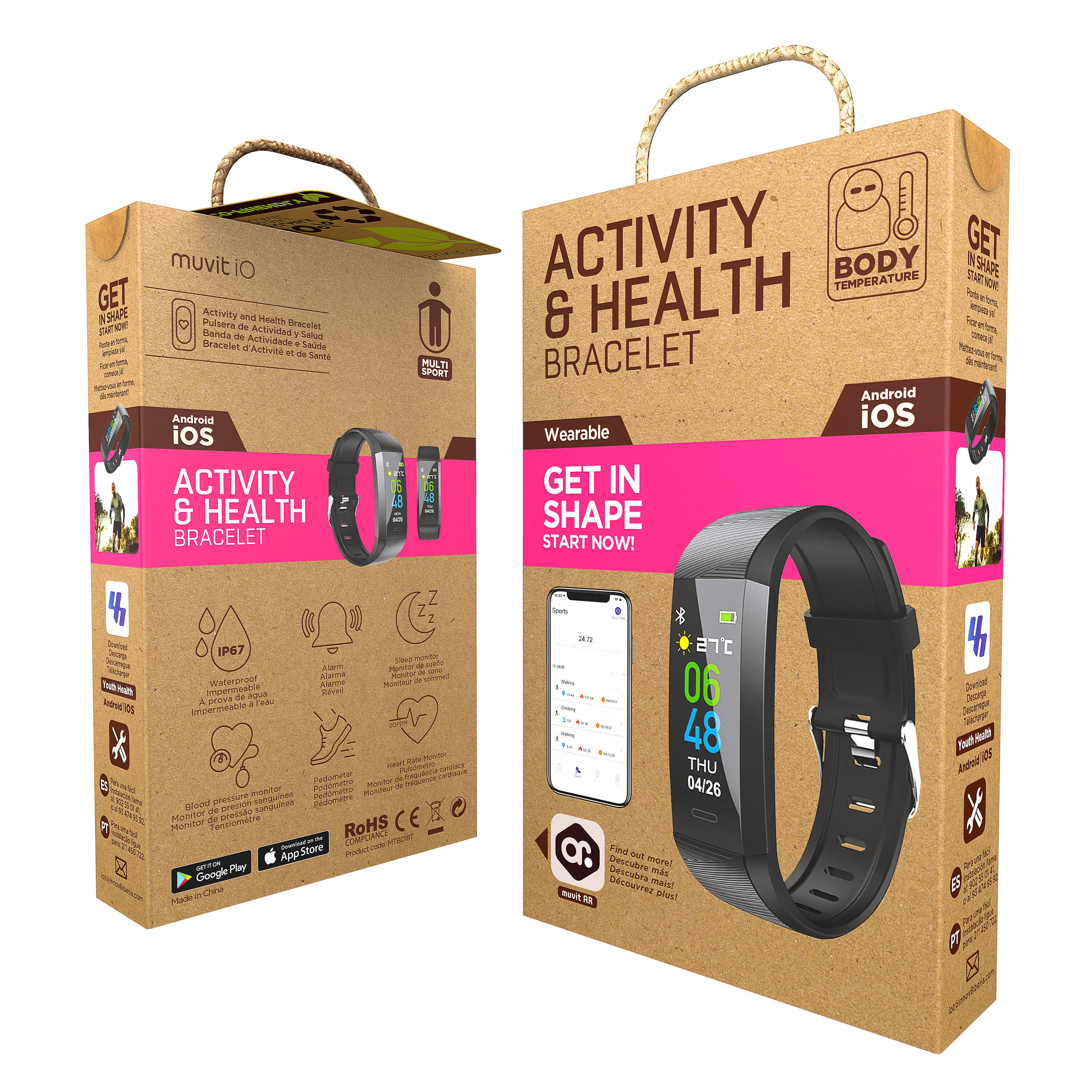 muvit iO Smartband Health Temp Lite negra Decathlon