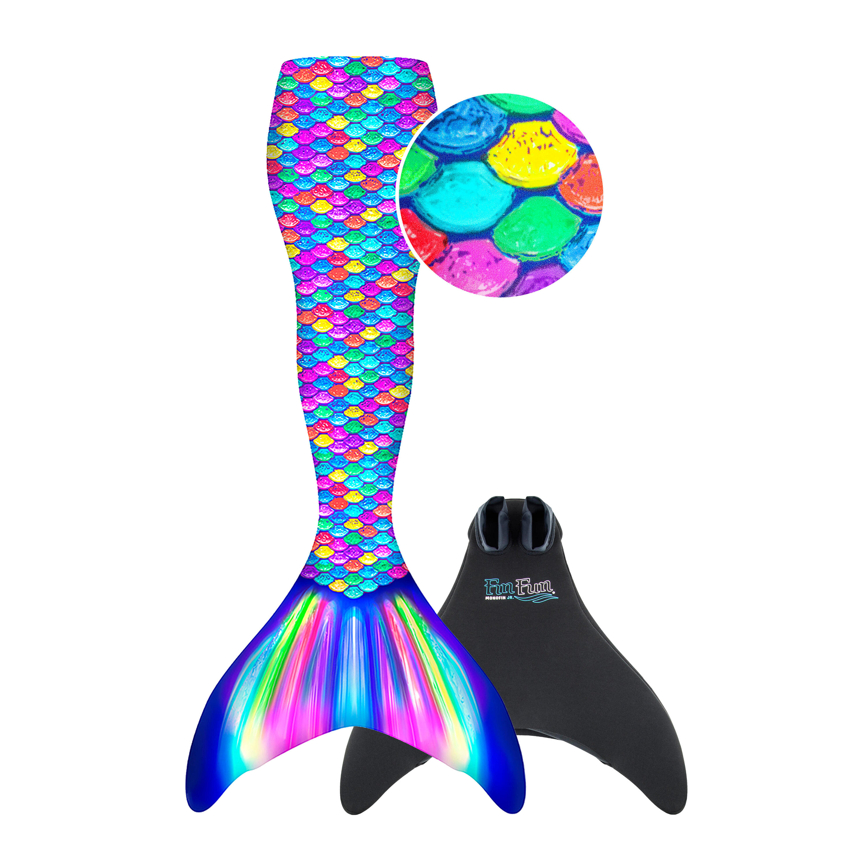 FINFUN Meerjungfrauenflosse Mermaidens Rainbow für Kinder L/XL (140-164)