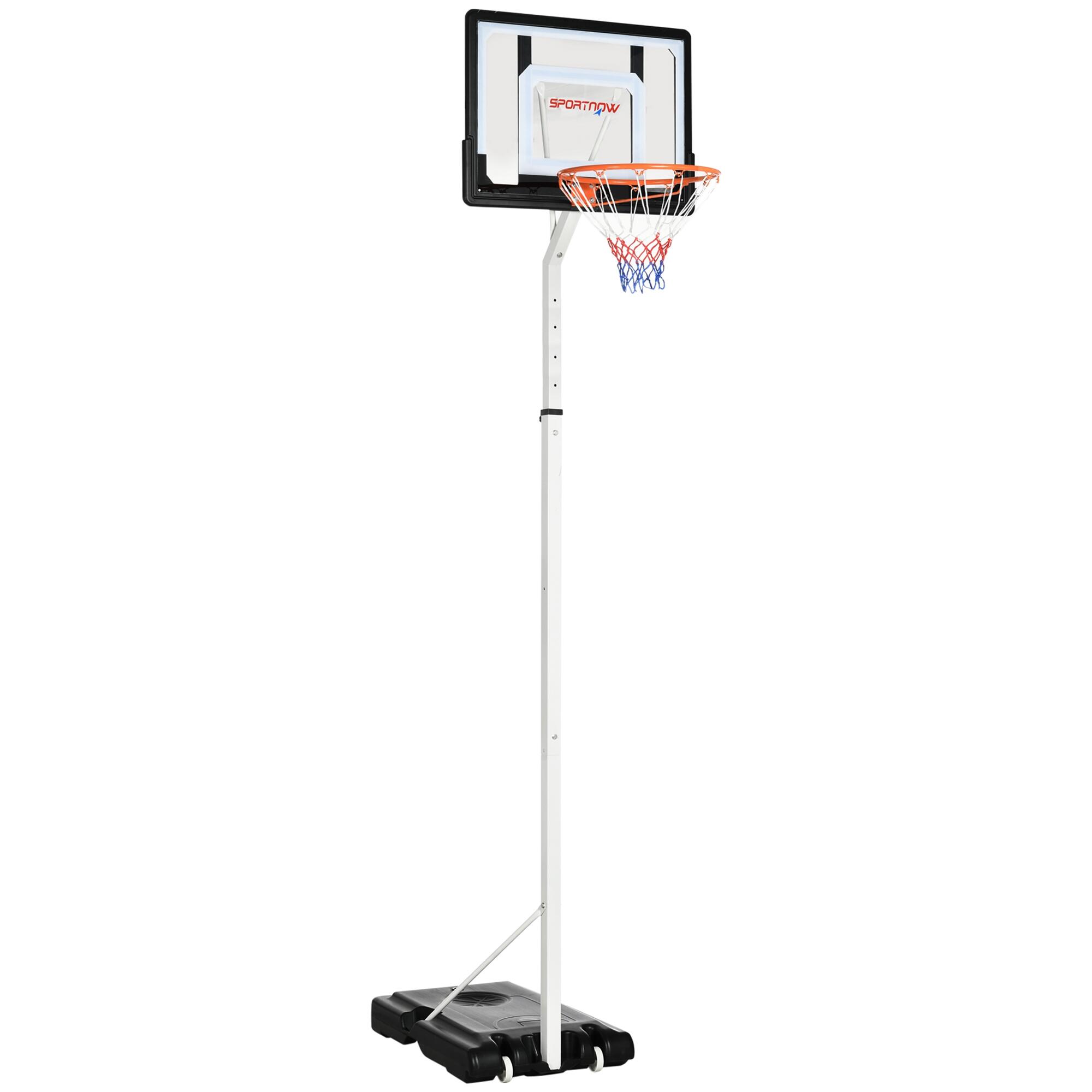 Tabela de Basquetebol SPORTNOW 90x83x310-360cm Preto, Branco e Laranja