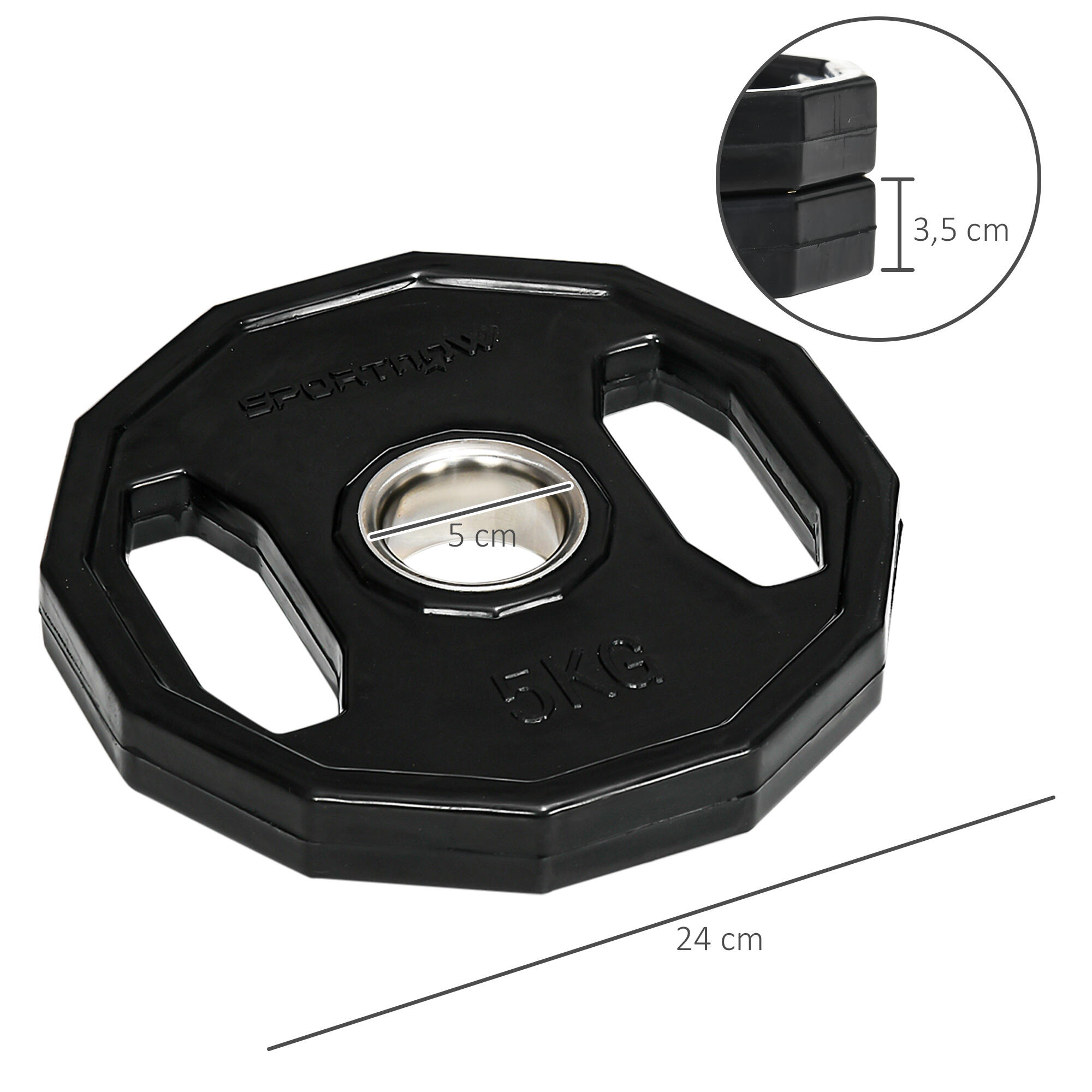 Discos de Pesas SPORTNOW 24x24x3.5 cm Negro 3/7