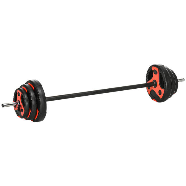 SPORTNOW Set Bilanciere e Pesi da 20kg Nero e Rosso per Sollevamenti e Stacchi