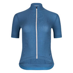 Maillot à manches courtes de cyclisme pour femmes Woolight Bleu Couronne