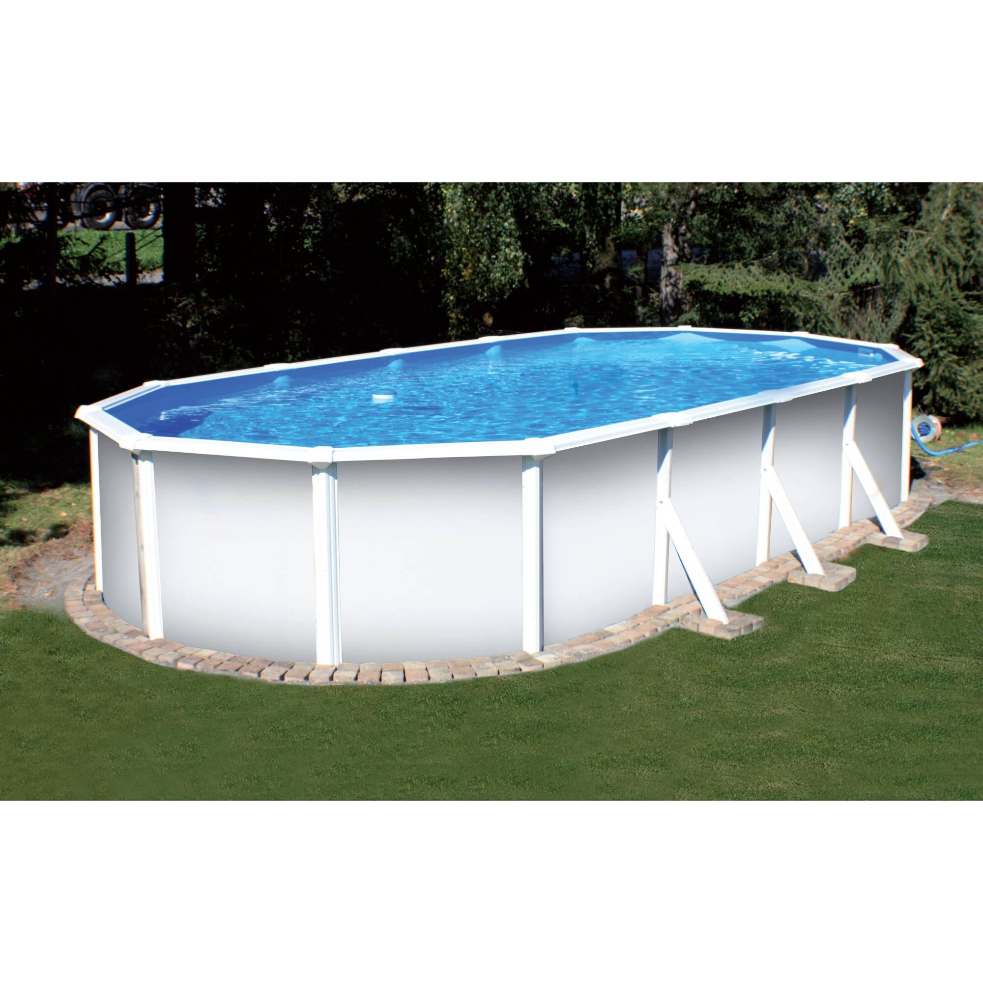 Stahlwandpool Set oval 730x360x120cm, Stahl 0,45mm weiß, Folie 0,3mm
blau 3/6