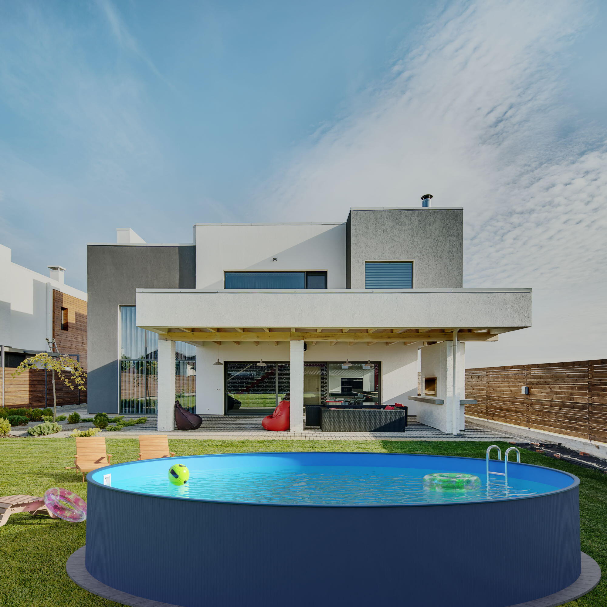 Stahlwandpool rund 400x120cm, Stahl 0,4mm anthrazit, Folie 0,4mm blau 3/7